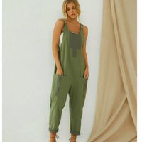 Contrast color patchwork sleeveless jumpsuit m