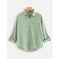 Roll tab dip hem pocket shirt s