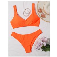 Orange cheeky bikini swimsuit l