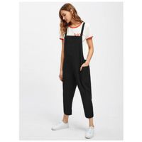 Solid flap pocket capri utility overalls s