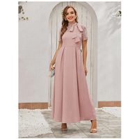 Tie neck lace yoke boxy pleated dress m