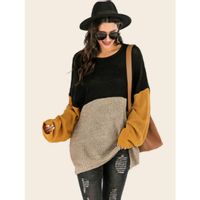 Color-block drop shoulder ribbed knit sweater l