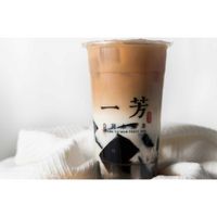 Grass jelly tea latte