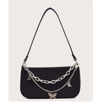 Metal butterfly & chain decor baguette bag