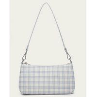 Plaid zip up baguette bag