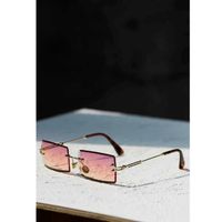 Rimless sunglasses with case pink