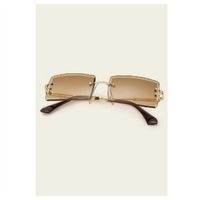 Rimless square frame sunglasses gradient brown