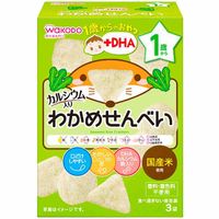Wakodo snacks for 1+ japanese rice crackers with seaweed & dha (3 packets)