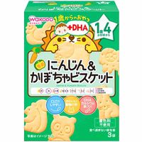 Wakodo snacks for 1+ carrot & pumpkin biscuits with dha (3 packets)