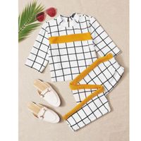 Contrast panel grid top and pants set xl