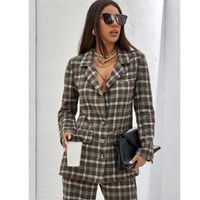 Lapel collar flap detail tartan blazer l