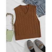 V neck cable knit sweater vest m