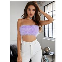 O-ring zip back fuzzy chain cami crop top s