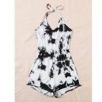 Tie dye backless halter romper m