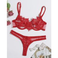 Floral lace underwire lingerie set m