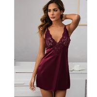 Contrast lace satin slips with thong s