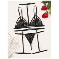 Floral lace harness garter lingerie set l