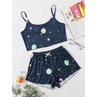 Galaxy print cami & shorts pj set