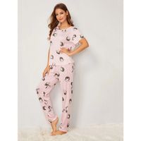 Cartoon print striped pajama set