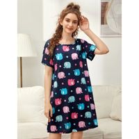  cartoon elephant print nigh dress l