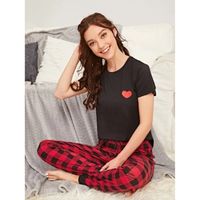 Buffalo plaid & heart print pj set s