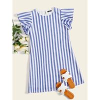 Shein butterfly sleeve striped print dress m