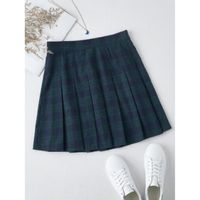 Plaid pleated skirt m