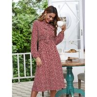 Ditsy floral print tie neck a-line dress xl