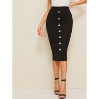 Shein pearls button detail pencil skirt s