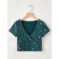 Ditsy floral wrap crop tee