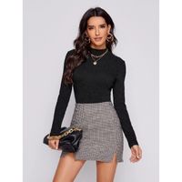 Shein mock-neck rib-knit top xs