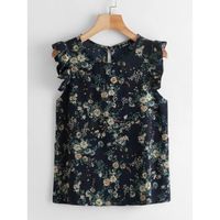 Shein ruffle armhole floral top xl