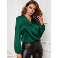 Shein v-neck lantern sleeve satin blouse m