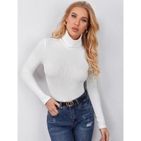 Shein turtle neck rib-knit top m