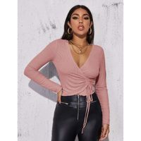 Shein surplice neck drawstring front crop top m