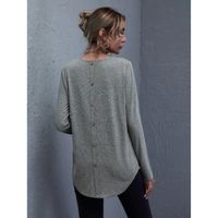 Shein buttoned back curved hem top m
