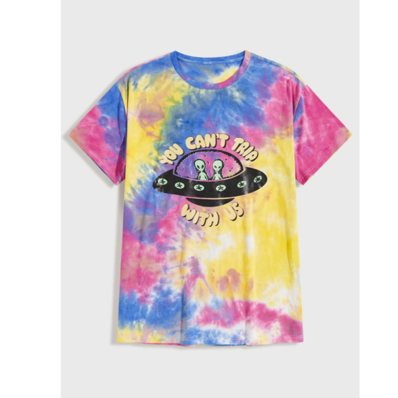 Men letter and graphic tie dye tee m