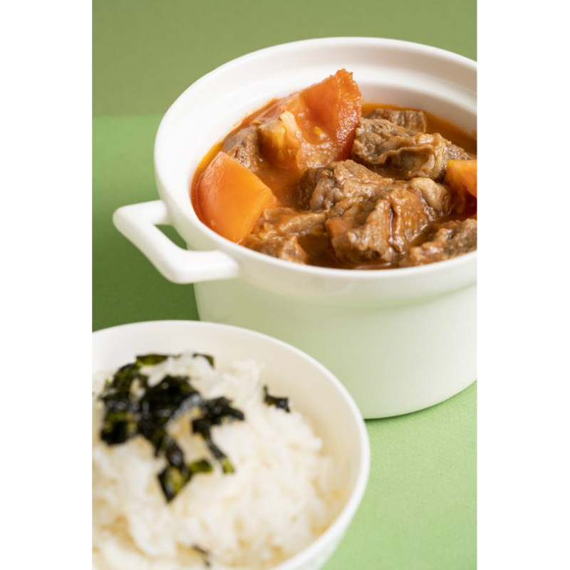 Tomato beef stew with rice