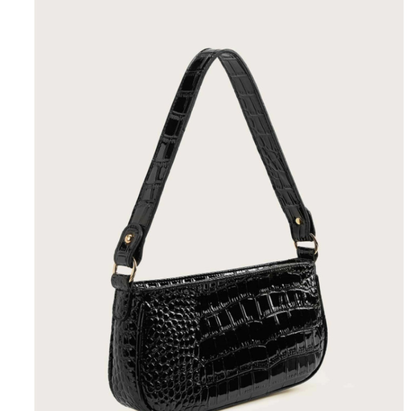 Croc embossed baguette bag