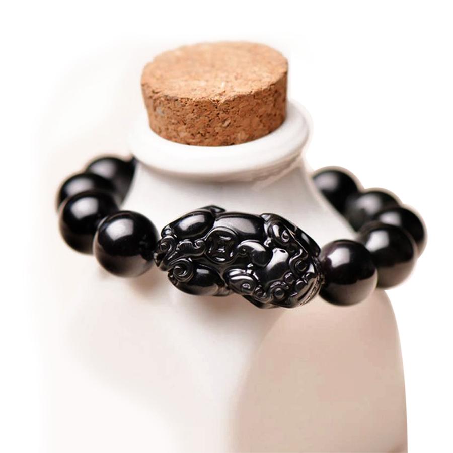 Natural obsidian wealth & protection pixiu bracele