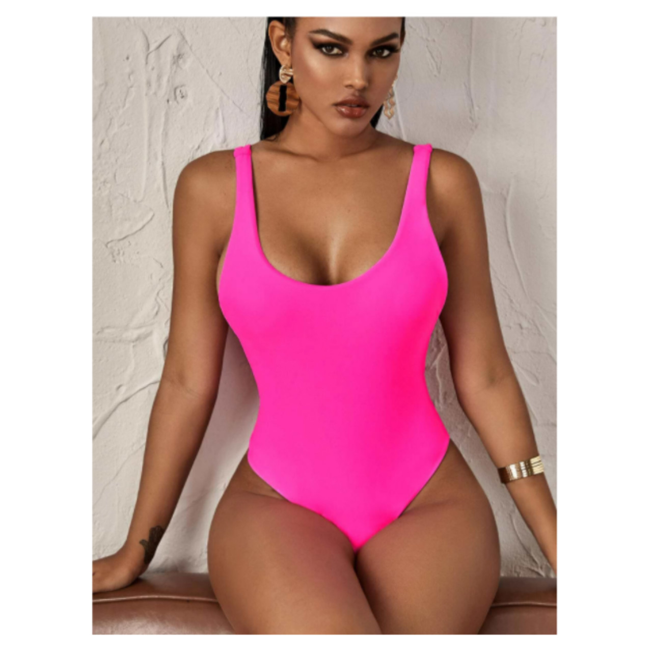 Neon pink one piece swimsuit s