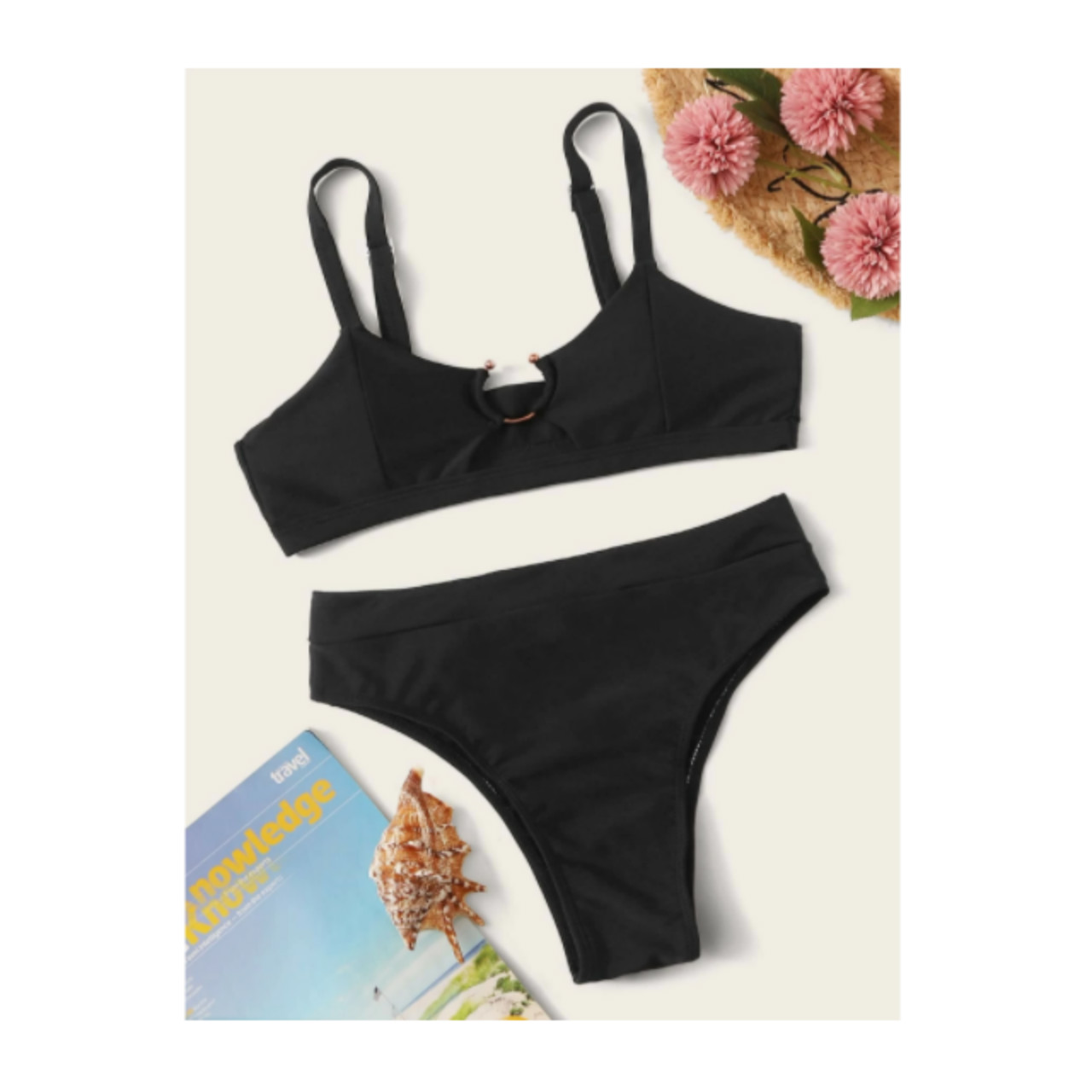 Adjustable strap high waisted bikini swimsuit m
