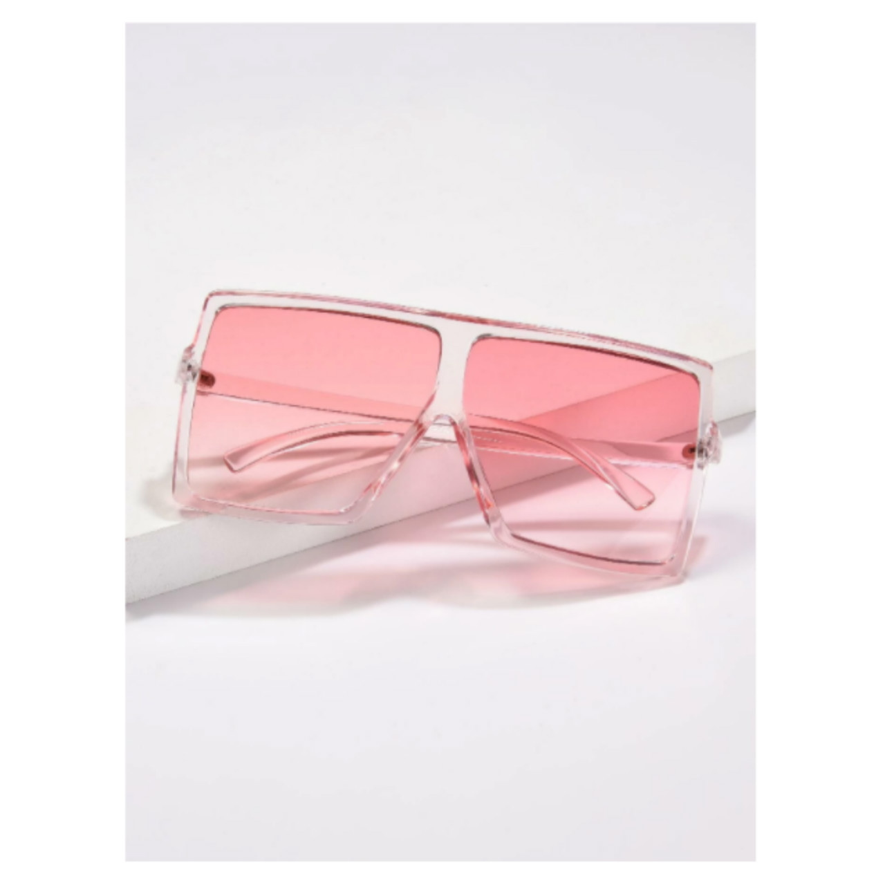 Pink square translucent sunglasses
