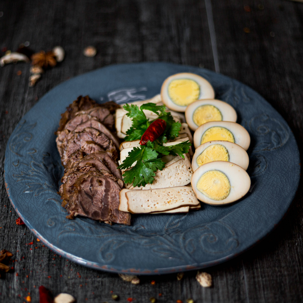 Marinated beef bean curd and eggs
