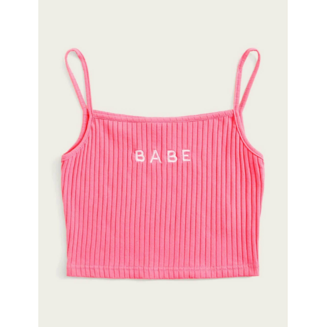 Letter embroidery rib-knit cami top xs