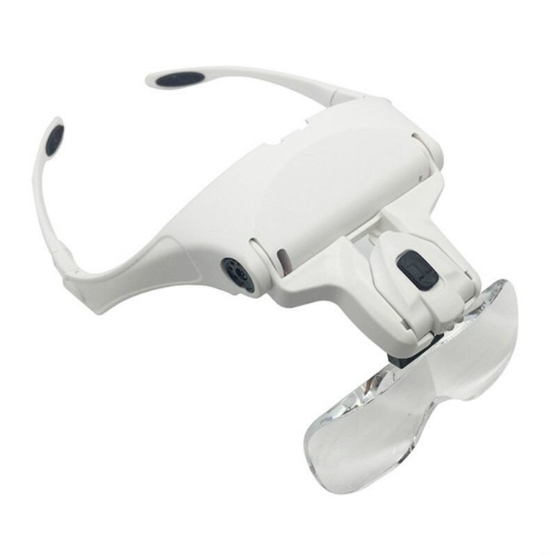 Eyeglasses bracket/headband interchangeable magnifier with 2 led 