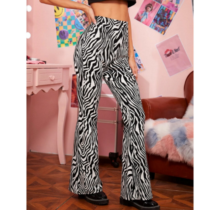 Zebra striped print flare pants m