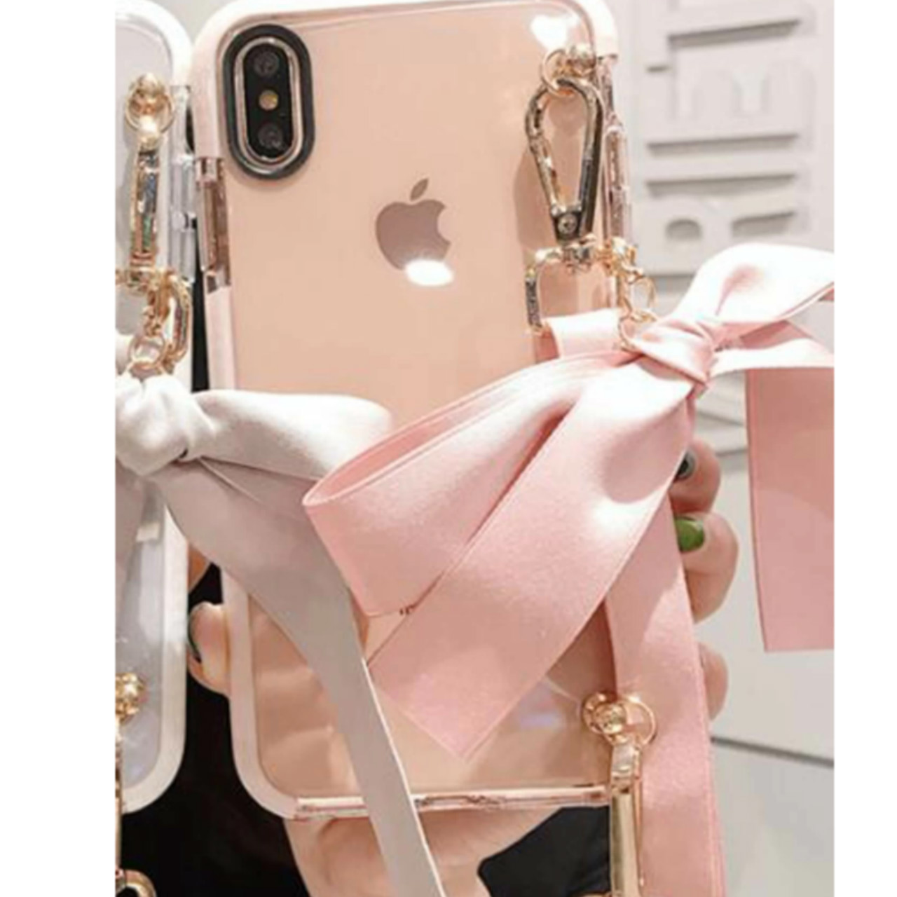 Bow decor iphone case with lanyard xs max