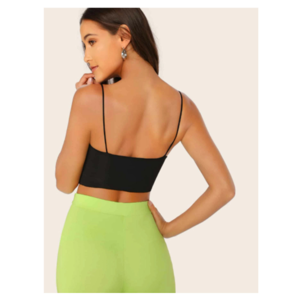 Shein solid stretch-knit cropped cami top s