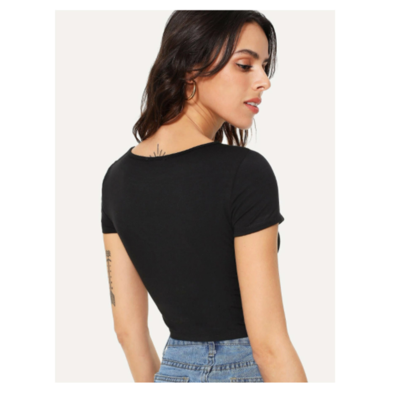Shein cut out front solid crop tee xs